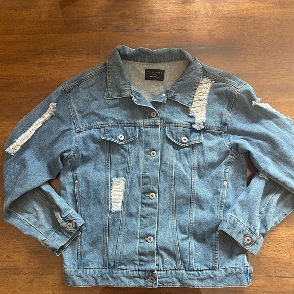 Love Tree Jackets & Blazers - Love Tree - Distressed Denim Jean Jacket.